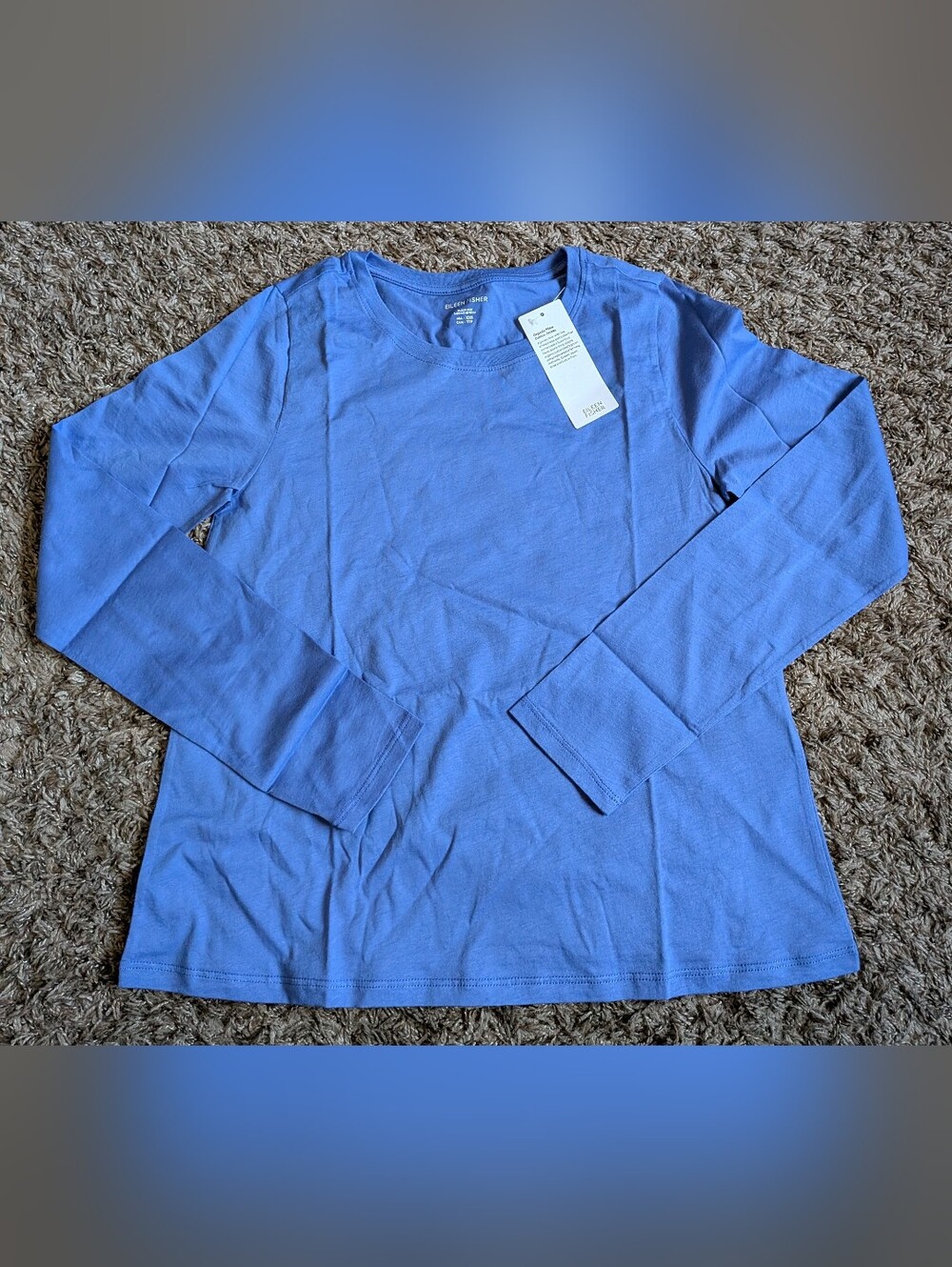 NWT Eileen Fisher Blue Organic Cotton Jersey Long Sleeve Shirt Women's XXS
